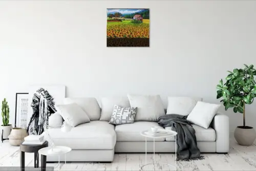 Quadro Paisagem Campo de Girassóis Presente de Natal
