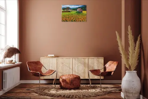 Quadro Paisagem Campo de Girassóis Presente de Natal