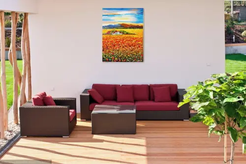 Quadro Paisagem Campo de Papoulas Presente de Natal