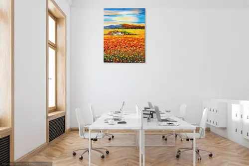 Quadro Paisagem Campo de Papoulas Presente de Natal