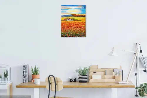 Quadro Paisagem Campo de Papoulas Presente de Natal