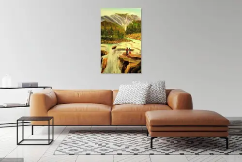Quadro Paisagem Casal na Cachoeira Presente de Natal