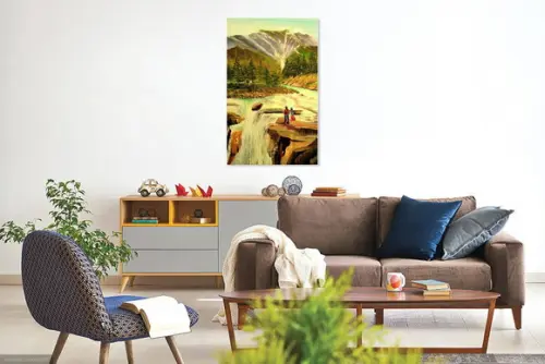 Quadro Paisagem Casal na Cachoeira Presente de Natal