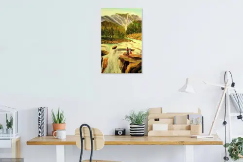 Quadro Paisagem Casal na Cachoeira Presente de Natal