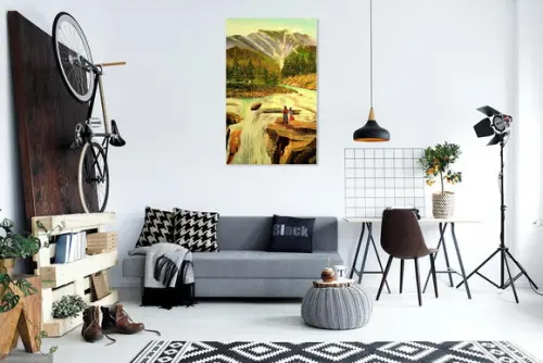 Quadro Paisagem Casal na Cachoeira Presente de Natal