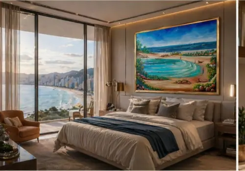 Quadro Paisagem Mar Vila Pescadores Praia Black Friday
