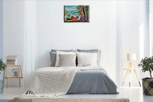 Quadro Paisagem Menina Cão Amo Animais Presente de Natal