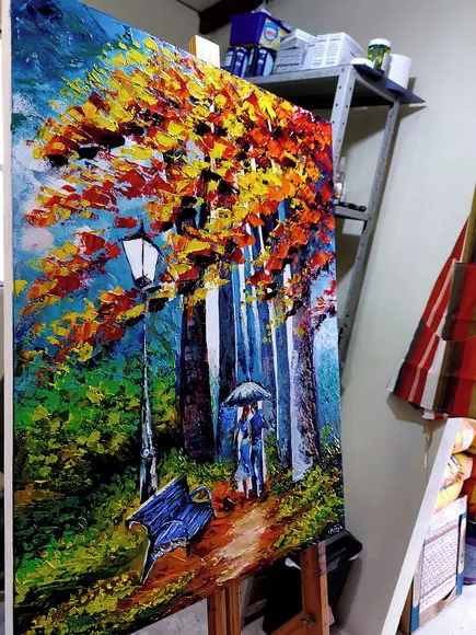Quadro para Sal Pintura Tela Caminho Love Casal Black Friday