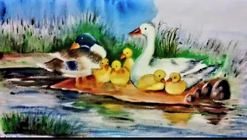 Quadro para Sala Animais Patos no Lago Presente de Natal