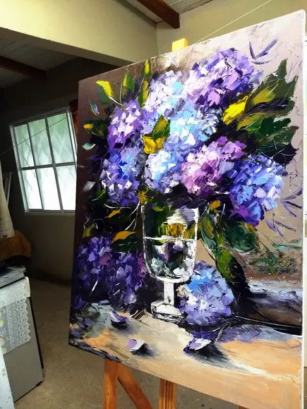 Quadro para Sala e Quarto Hortênsias Azuis Presente de Natal