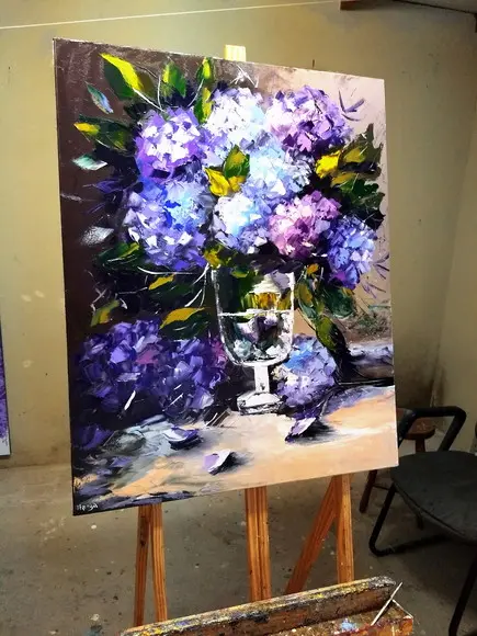 Quadro para Sala e Quarto Hortênsias Azuis Presente de Natal