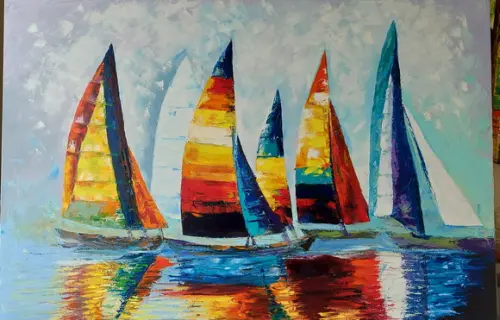 Quadro para Sala e Quarto Mar Veleiros Presente de Natal