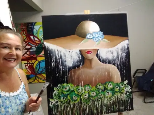 Quadro para Sala e Quarto Mulher de Chapéu Presente de Natal