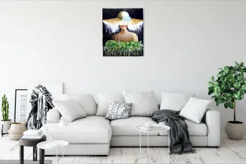 Quadro para Sala e Quarto Mulher de Chapéu Presente de Natal