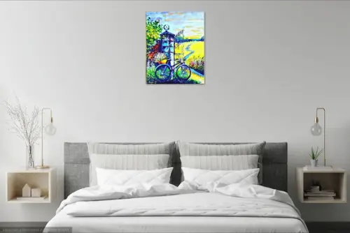 Quadro para Sala e Quarto Pintura Paisagem Bike Black Friday