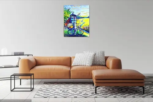 Quadro para Sala e Quarto Pintura Paisagem Bike Black Friday