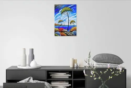 Quadro para Sala e Quarto Pintura Paisagem Mar Black Friday