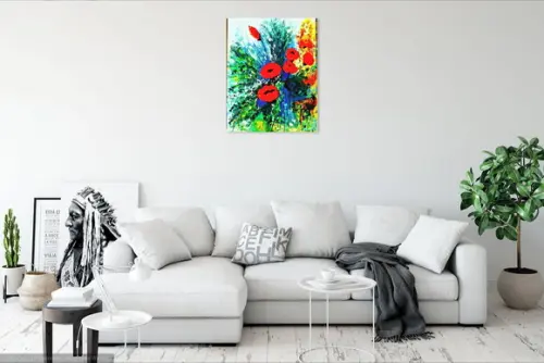 Quadro para Sala e Quarto Pintura Papoulas Presente de Natal
