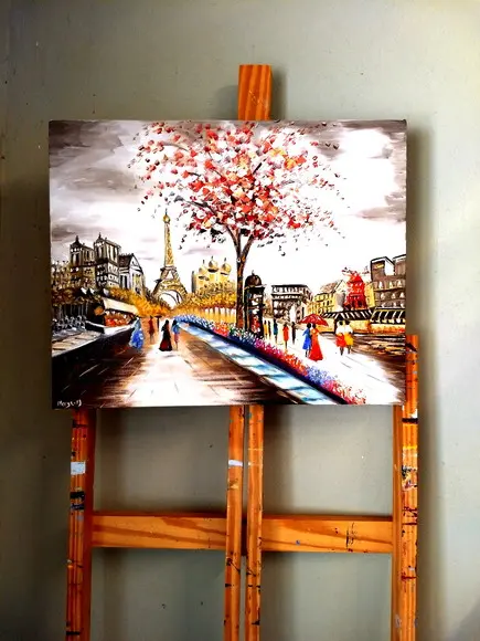Quadro para Sala e Quarto Pintura Urbana Paris Black Friday