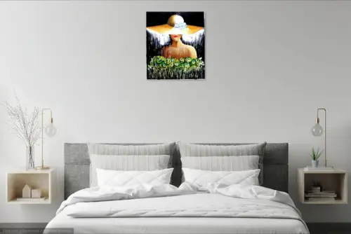 Quadro para Sala e Quarto Tela Mulher de Chapéu Black Friday