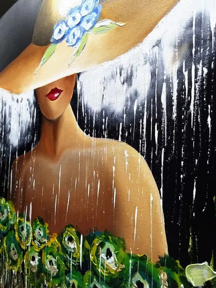Quadro para Sala e Quarto Tela Mulher de Chapéu Black Friday