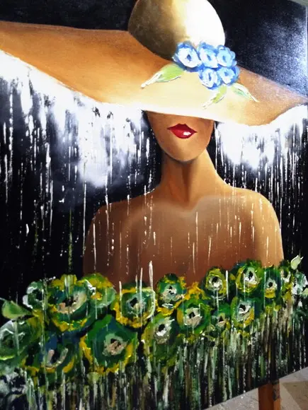 Quadro para Sala e Quarto Tela Mulher de Chapéu Black Friday