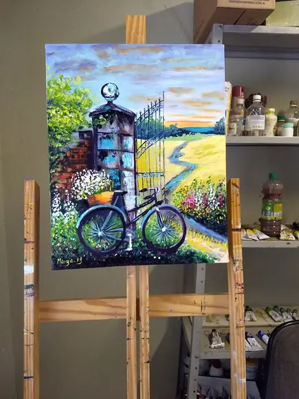 Quadro para Sala Paisagem Campo Caminho Bike Black Friday