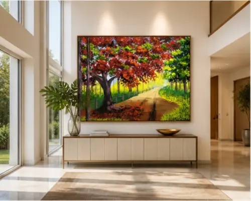 Quadro para Sala Paisagem Flamboyant Presente de Natal