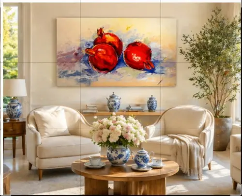Quadro para Sala Pintura Cozinha Romãs Presente de Natal