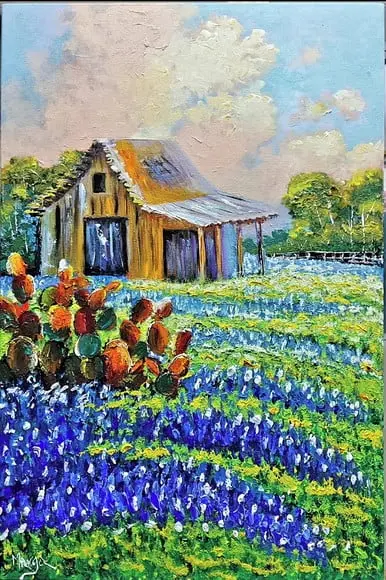 Quadro para Sala Pintura Campo Florido Cactos Black Friday