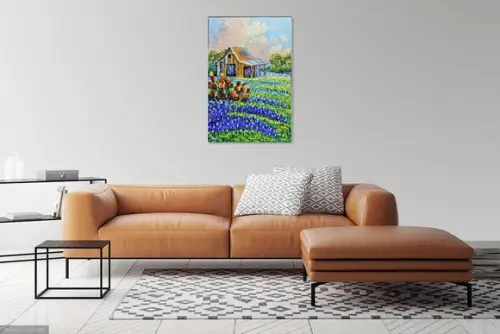Quadro para Sala Pintura Campo Florido Cactos Black Friday