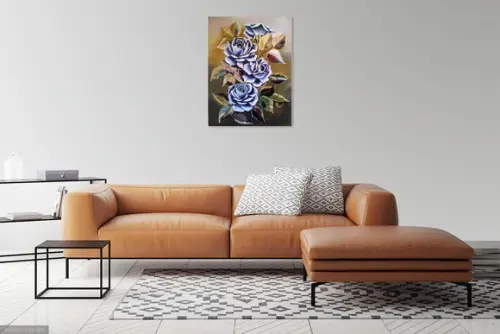 Quadro para Sala Pintura em Tela Floral Rosas Black Friday