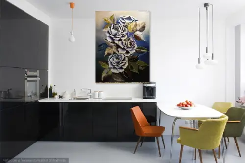 Quadro para Sala Pintura em Tela Floral Rosas Black Friday