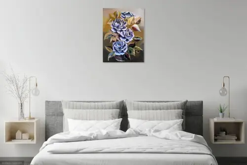 Quadro para Sala Pintura em Tela Floral Rosas Black Friday