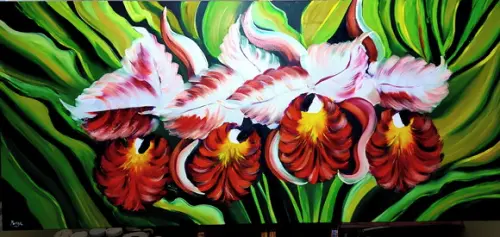 Quadro para Sala Pintura em Tela Orquídeas Presente de Natal
