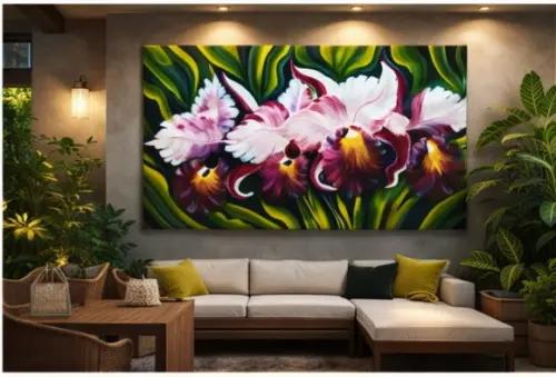 Quadro para Sala Pintura em Tela Orquídeas Presente de Natal