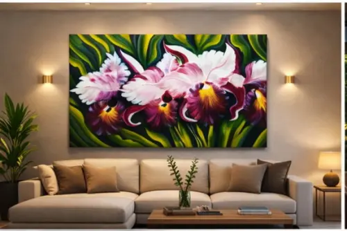 Quadro para Sala Pintura em Tela Orquídeas Presente de Natal