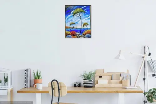 Quadro para Sala Pintura em Tela Paisagem Marina Calmaria