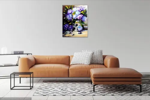 Quadro para Sala Pintura Moderno Hortênsias Black Friday