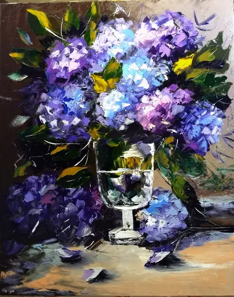 Quadro para Sala Pintura Moderno Hortênsias Black Friday