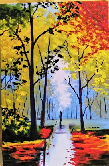 Quadro para Sala Pintura Paisagem Caminhada Black Friday