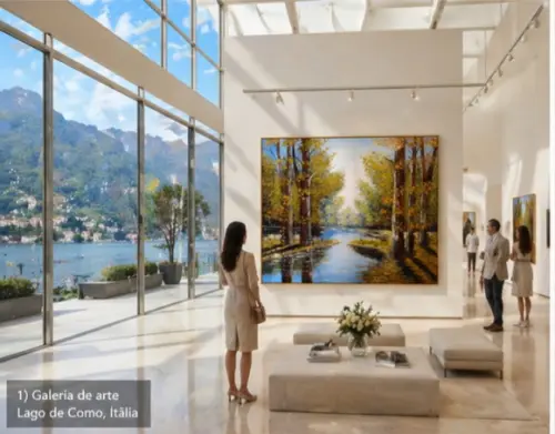 Quadro para Sala Pintura Paisagem Lago Floresta Black Friday