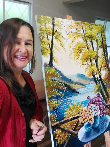 Quadro para Sala Pintura Paisagem Lago Varanda Black Friday