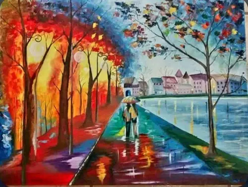 Quadro para Sala Pintura Tela Abstrato Moderno Apaixonados