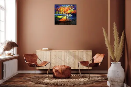 Quadro para Sala Pintura Tela Moderno Paris Rio Sena