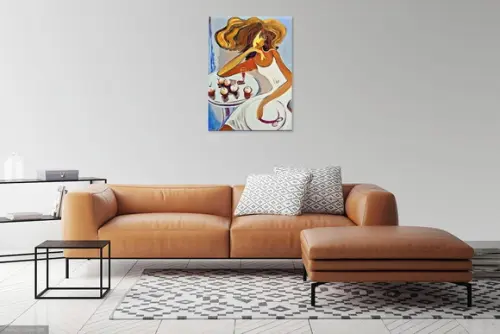 Quadro para Sala Pintura Tela Mulher Cofee Time Black Friday