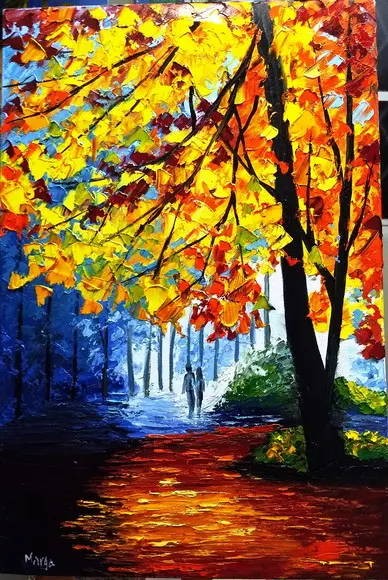 Quadro para Sala Pintura Tela Paisagem Moderno Família Unida
