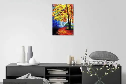 Quadro para Sala Pintura Tela Paisagem Moderno Família Unida