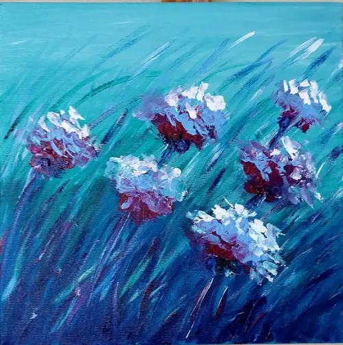 Quadro Pintura em Tela Abstrato Moderno Espatulado Floral