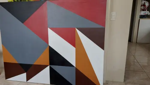 Quadro Pintura em Tela Abstrato Moderno Geométrico